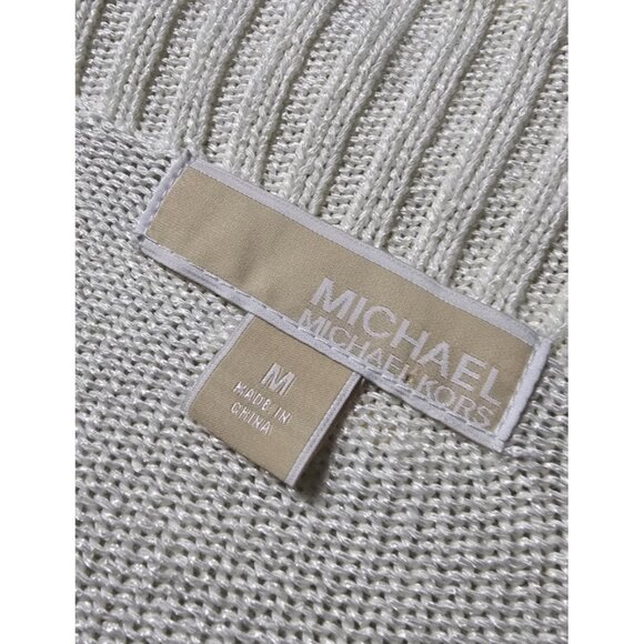 NWOT Michael Michael Kors Open Front Rib Knit Cardigan Sweater Cream Women’s M - Picture 7 of 14